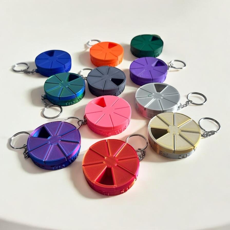 Mini 7 Day Rotating Pill Container Keyring