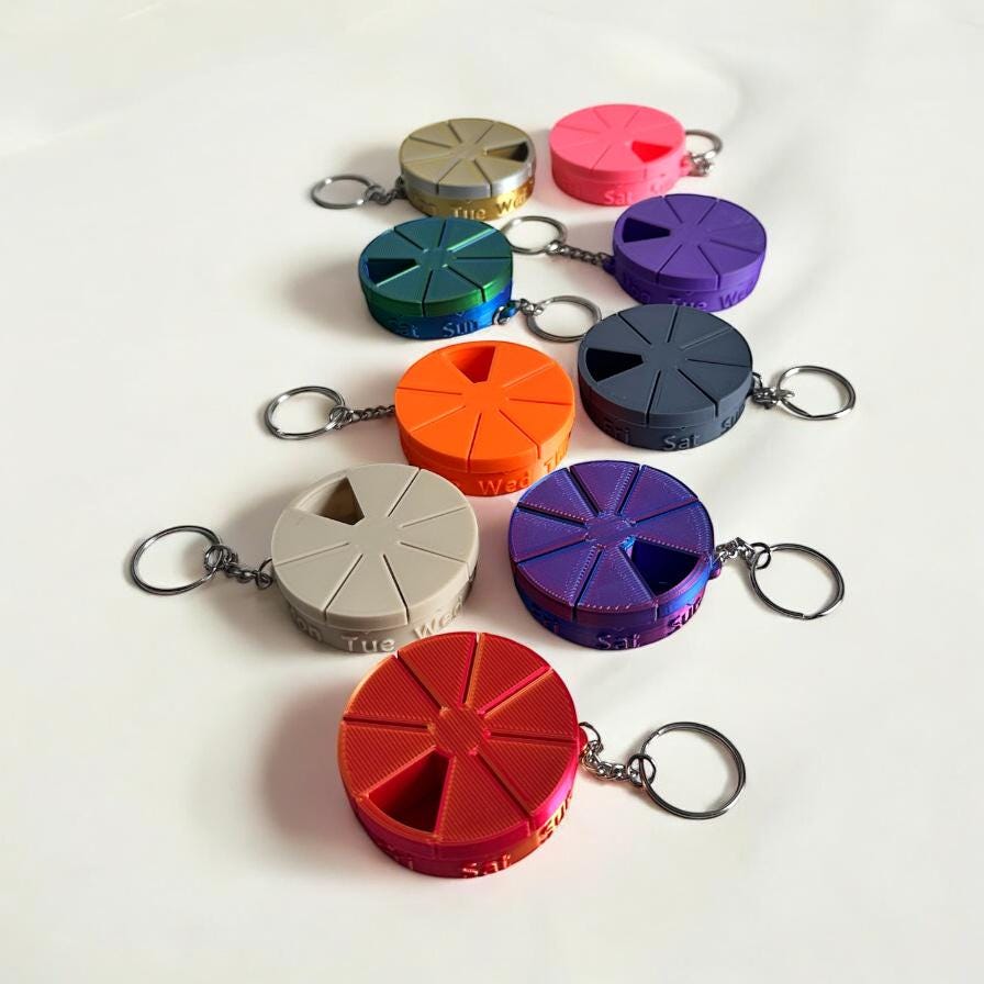 Mini 7 Day Rotating Pill Container Keyring