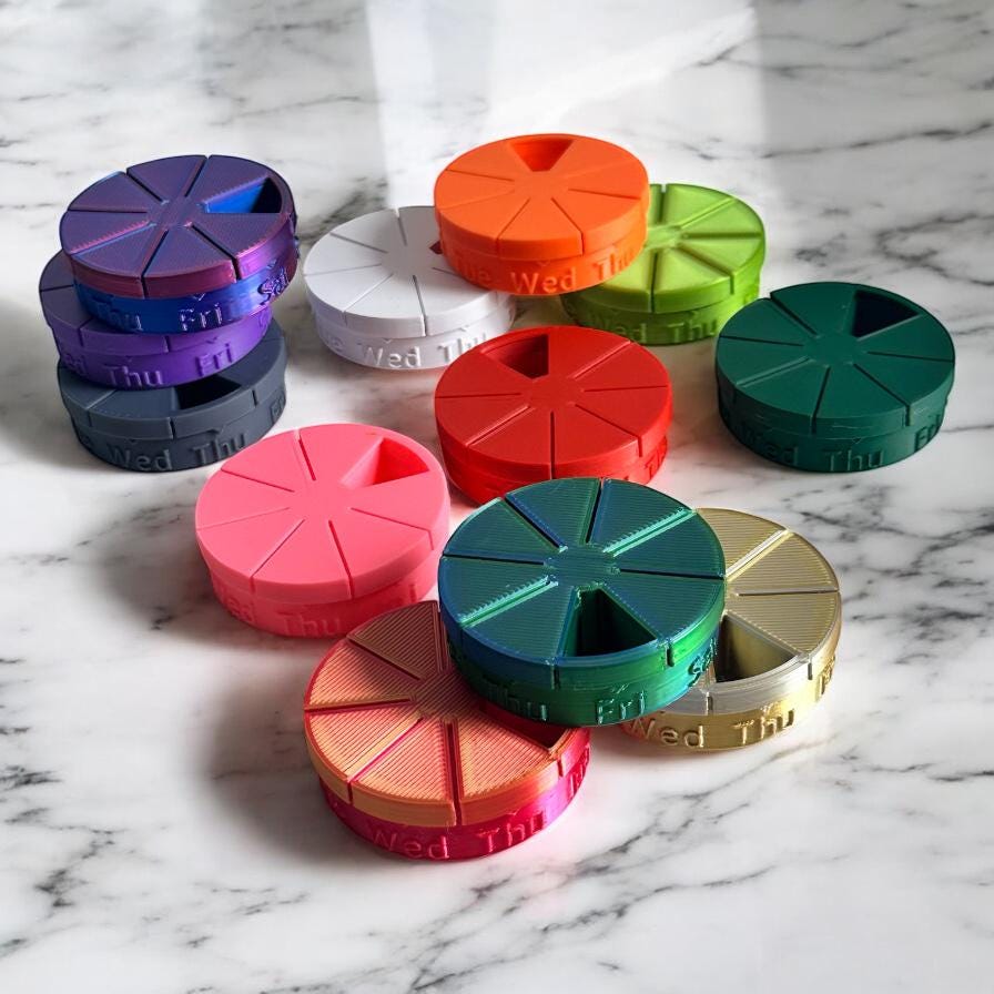 Rotating 7 Day Pill Container - 3 Sizes