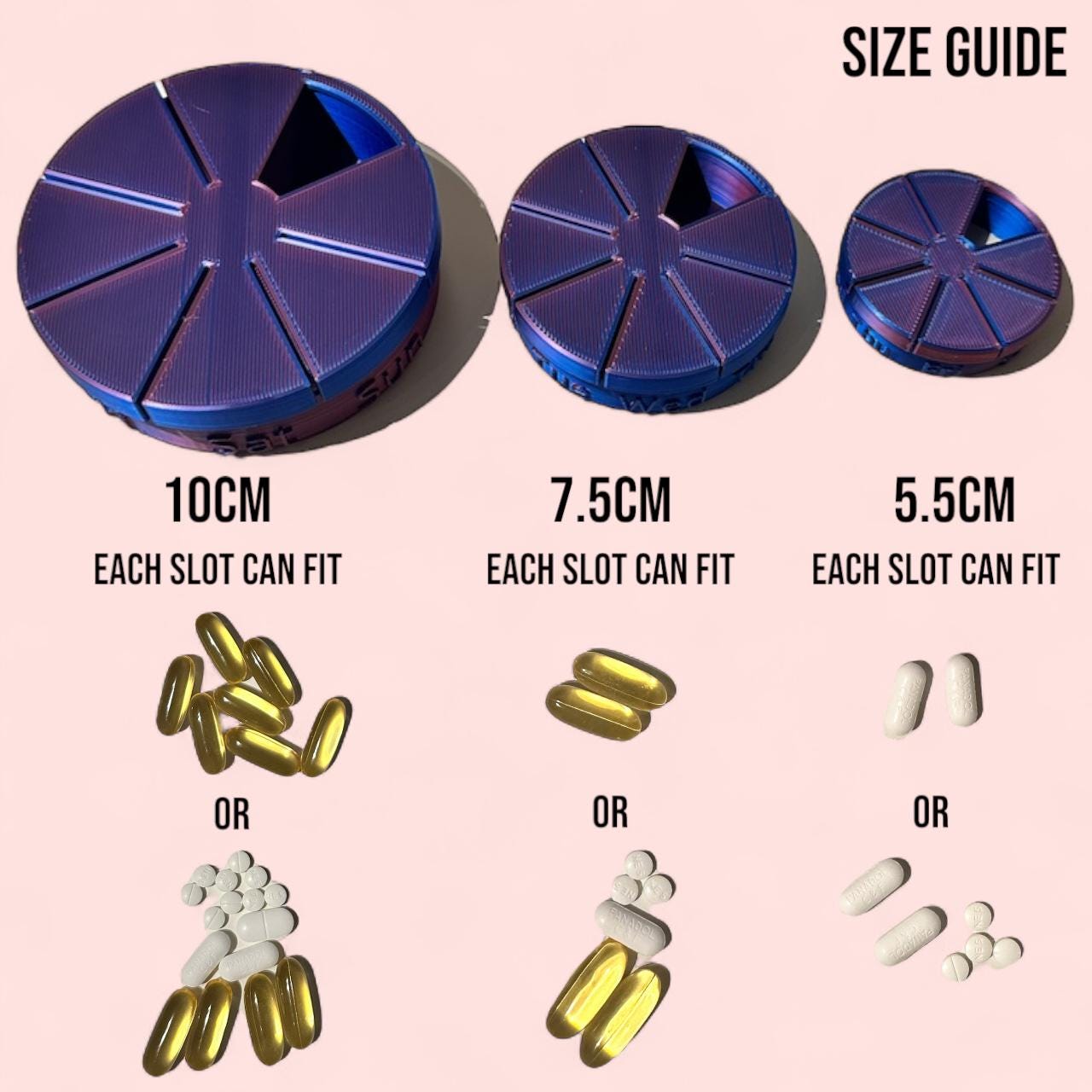 Rotating 7 Day Pill Container - 3 Sizes